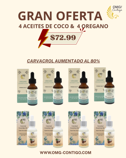 Picture of 4 COCONUT OIL AND 4 OREGANO OIL