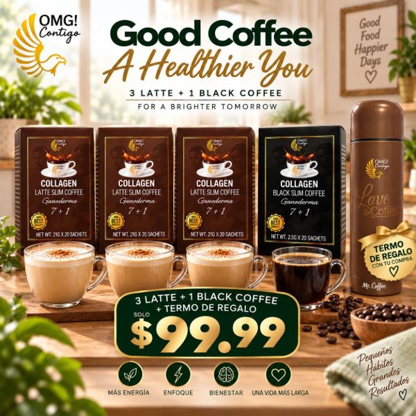 Picture of 3 Lattes, 1 black coffee+ Coffee Tumbler Free